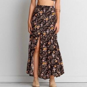 American Eagle black floral maxi skirt